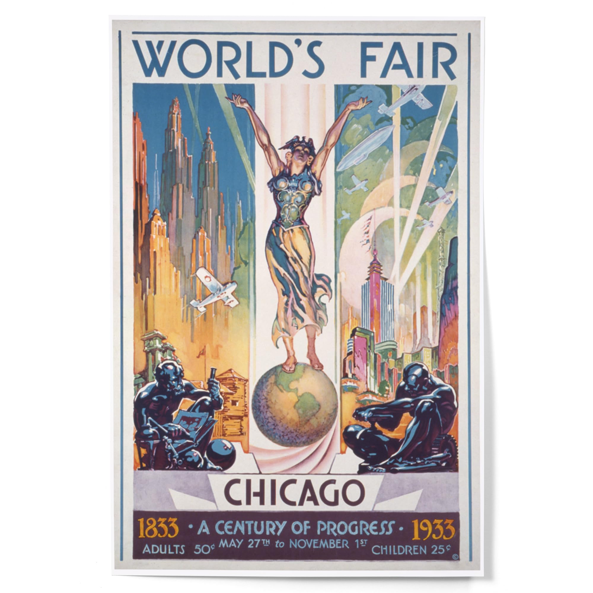 Amazon.com: Lantern Press Chicago World's Fair Poster, Woman on